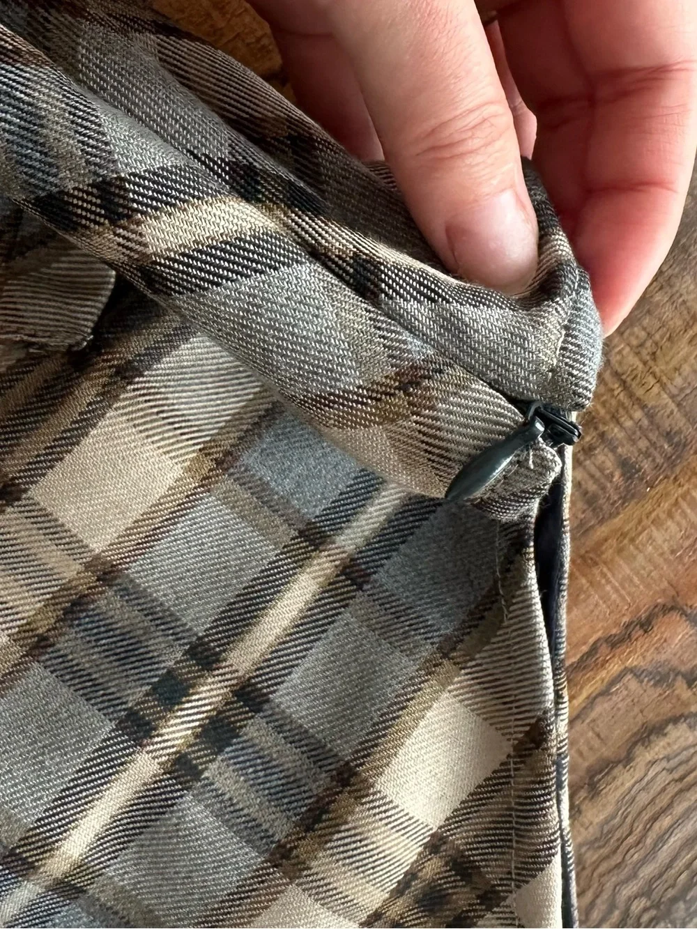 Cider Plaid Mini Skirt in Beige, Black and Cream